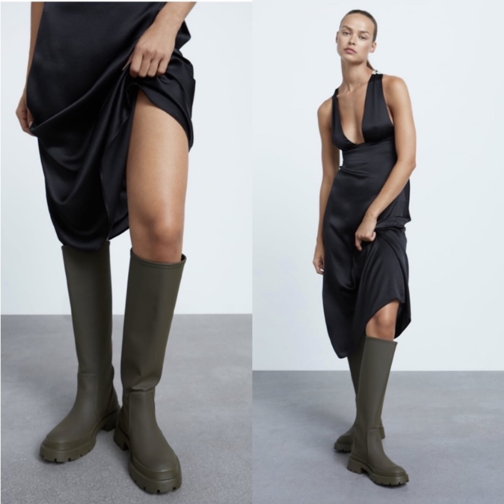 Zara Robberized Women Kneel high boot.Size-41, 36, and 37